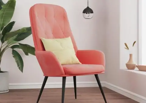 Scaun de relaxare, roz, catifea - 1/5
