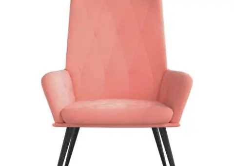 Scaun de relaxare, roz, catifea - 3/5