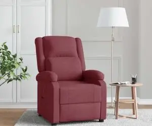 Fotoliu rabatabil, roșu vin, material textil