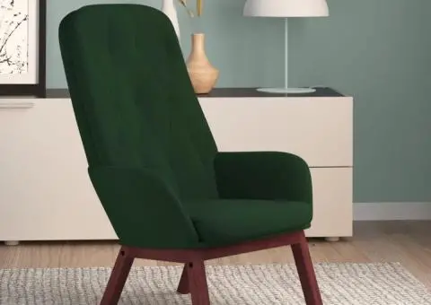 Scaun de relaxare, verde închis, catifea - 1/5