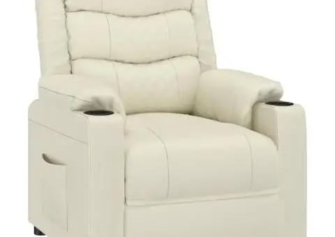 Fotoliu rabatabil, crem, piele ecologică - 2/5