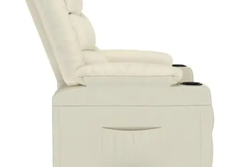 Fotoliu rabatabil, crem, piele ecologică - 4/5