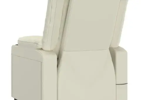 Fotoliu rabatabil, crem, piele ecologică - 5/5
