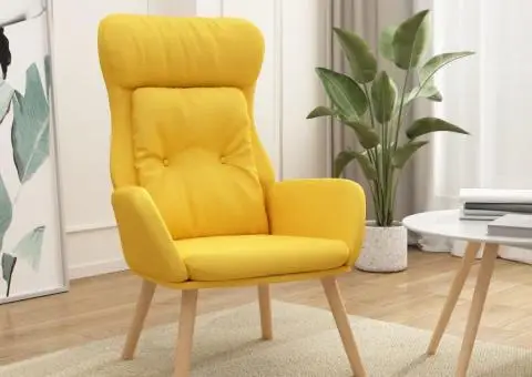 Scaun de relaxare, galben muștar, material textil - 1/5