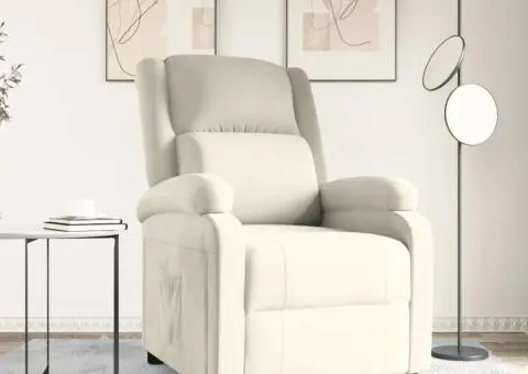 Fotoliu rabatabil, crem, catifea - 1/5