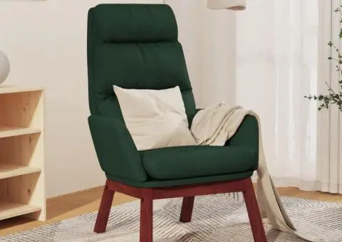 Scaun de relaxare, verde închis, material textil - 1/5