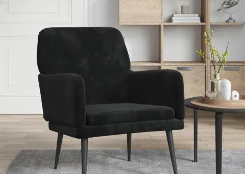 Fotoliu, negru, 62x79x79 cm, catifea - 1/5