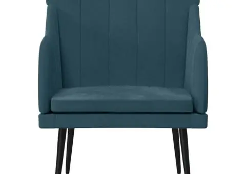 Fotoliu, albastru, 63x76x80 cm, catifea - 3/5