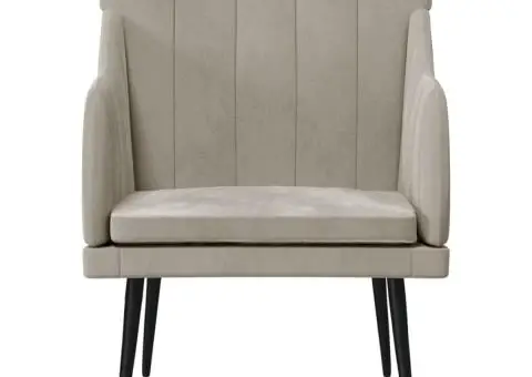 Fotoliu, gri deschis, 63x76x80 cm, catifea - 3/5