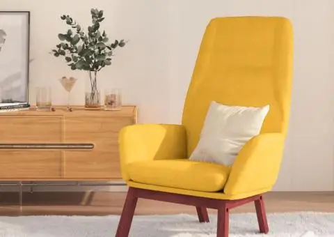 Scaun de relaxare, galben muștar, material textil - 1/5