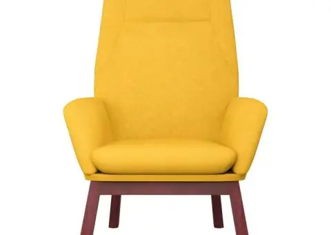 Scaun de relaxare, galben muștar, material textil - 3/5