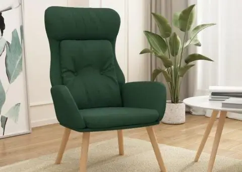 Scaun de relaxare, verde închis, material textil - 1/5