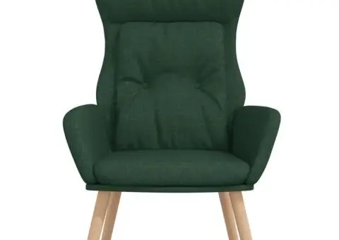 Scaun de relaxare, verde închis, material textil - 3/5