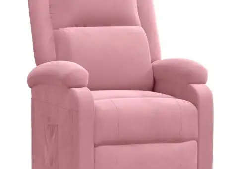 Fotoliu rabatabil, roz, catifea - 2/5
