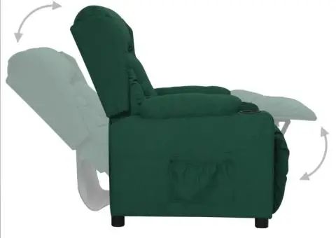 Fotoliu cu ridicare, verde închis, material textil - 5/5