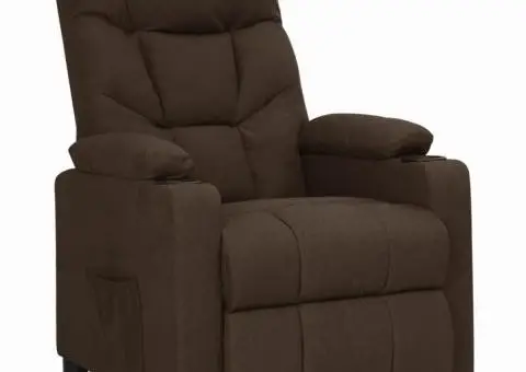 Fotoliu cu ridicare, maro închis, material textil - 2/5