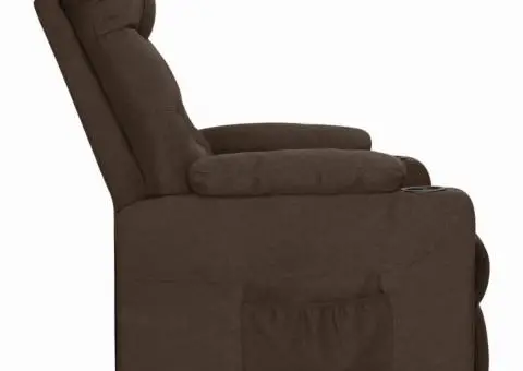 Fotoliu cu ridicare, maro închis, material textil - 4/5