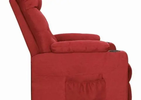 Fotoliu cu ridicare, roșu vin, material textil - 4/5