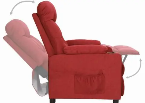 Fotoliu cu ridicare, roșu vin, material textil - 5/5