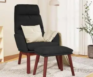 Scaun de relaxare cu taburet, negru, textil
