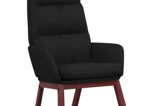 Scaun de relaxare cu taburet, negru, textil - 4/5