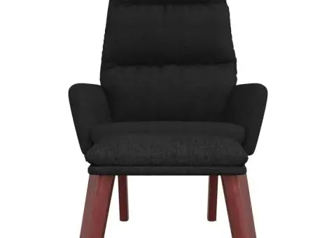 Scaun de relaxare cu taburet, negru, textil - 5/5