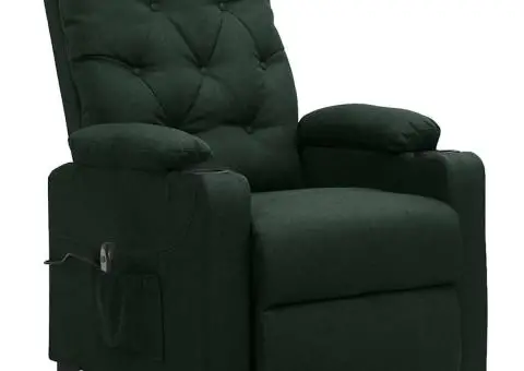 Fotoliu cu ridicare, verde închis, material textil - 2/5