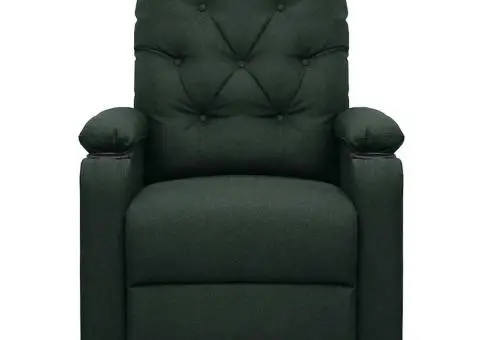 Fotoliu cu ridicare, verde închis, material textil - 3/5