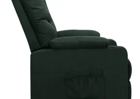 Fotoliu cu ridicare, verde închis, material textil - 4/5