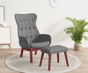 Scaun de relaxare cu taburet, gri deschis, textil