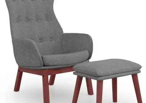 Scaun de relaxare cu taburet, gri deschis, textil - 2/5