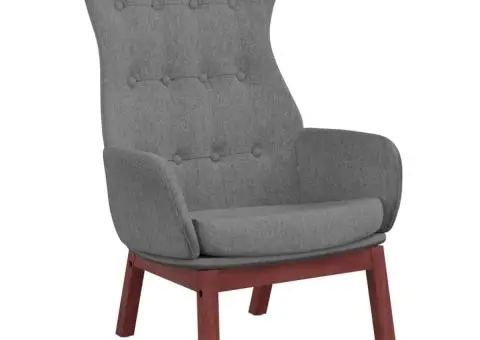 Scaun de relaxare cu taburet, gri deschis, textil - 4/5