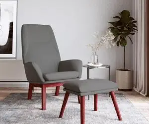 Scaun de relaxare cu taburet, gri deschis, textil