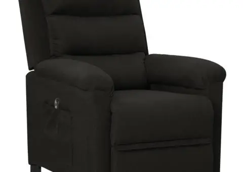 Fotoliu cu ridicare, negru, material textil - 2/5