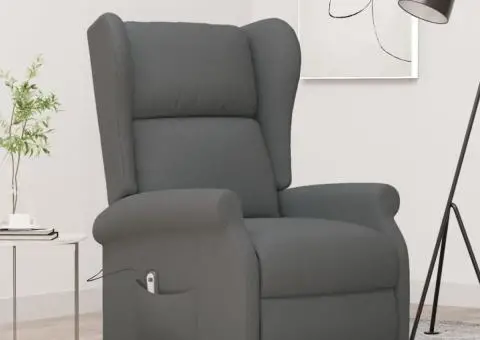 Fotoliu rabatabil electric cu spătar aripi, gri închis, textil - 1/5