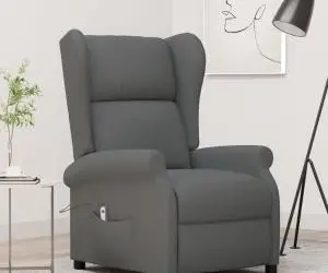 Fotoliu rabatabil electric cu spătar aripi, gri închis, textil