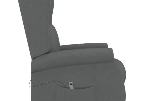 Fotoliu rabatabil electric cu spătar aripi, gri închis, textil - 5/5