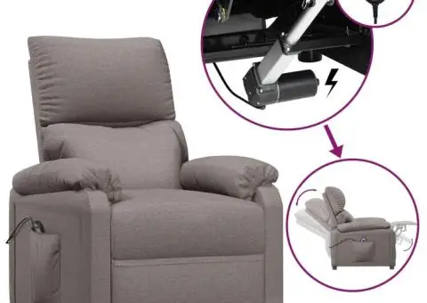 Fotoliu rabatabil electric, gri taupe, material textil - 2/5