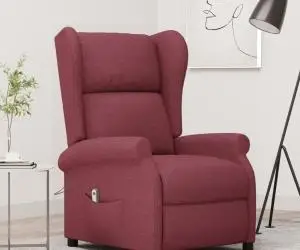 Fotoliu electric rabatabil spătar aripi, roșu vin, textil