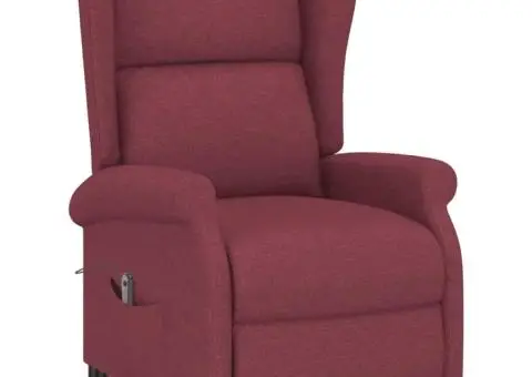 Fotoliu electric rabatabil spătar aripi, roșu vin, textil - 3/5