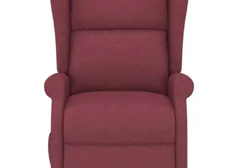 Fotoliu electric rabatabil spătar aripi, roșu vin, textil - 4/5
