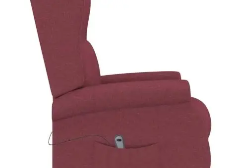 Fotoliu electric rabatabil spătar aripi, roșu vin, textil - 5/5