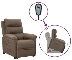 Fotoliu cu ridicare, gri taupe, material textil