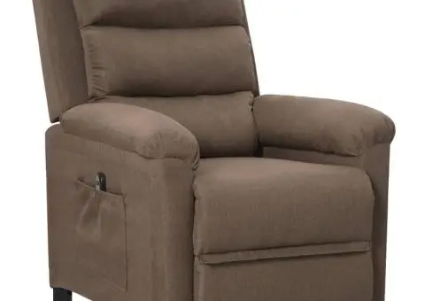 Fotoliu cu ridicare, gri taupe, material textil - 2/5