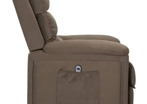 Fotoliu cu ridicare, gri taupe, material textil - 4/5