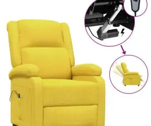 Fotoliu rabatabil electric, galben, material textil
