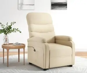 Fotoliu cu ridicare, crem, material textil