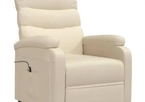 Fotoliu cu ridicare, crem, material textil - 3/5