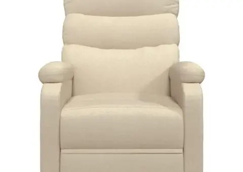 Fotoliu cu ridicare, crem, material textil - 4/5