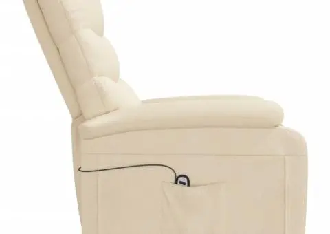 Fotoliu cu ridicare, crem, material textil - 5/5